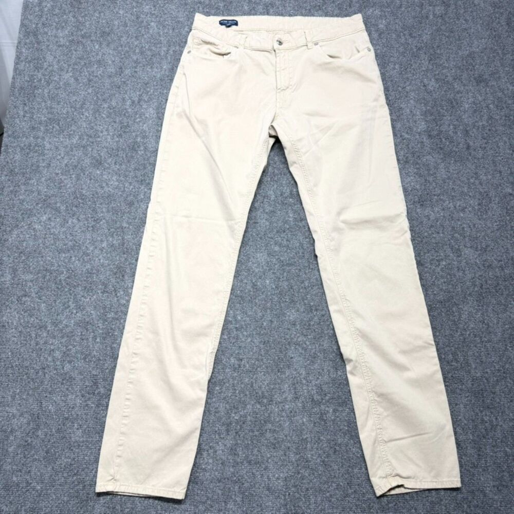 Peter Millar Crown Crafted Men's 34x34 Beige 5 Pocket Pants Made in Turkey